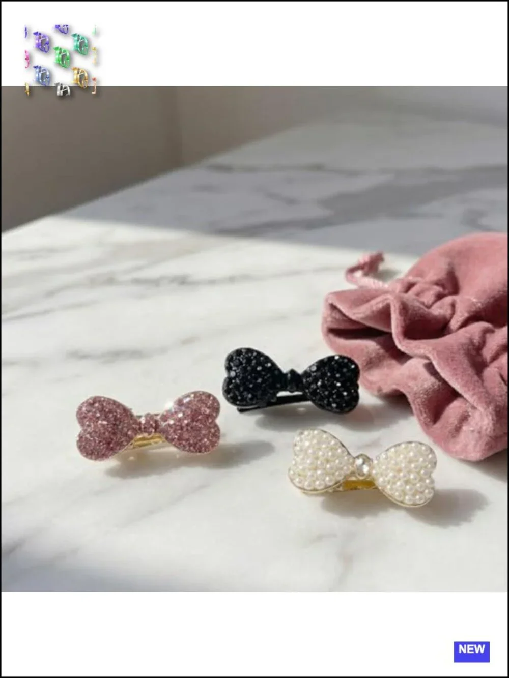 Set of 10 Bow Hair Clips, Pearl & Rhinestone Barrettes for Wedding Party